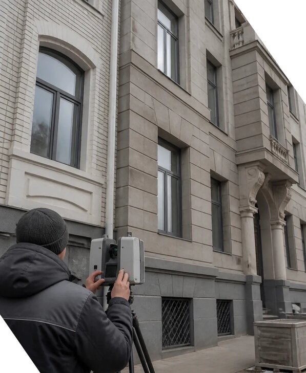 Лазерное сканирование фасадов зданий для обследования в Ступине